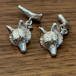 Stunning silver Fox and tail cuff links by famed London tailor Thomas Pink